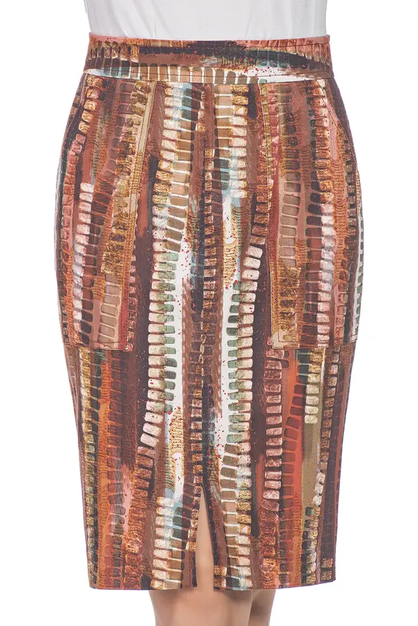 Saia Lapis Pinceladas Terra/coral