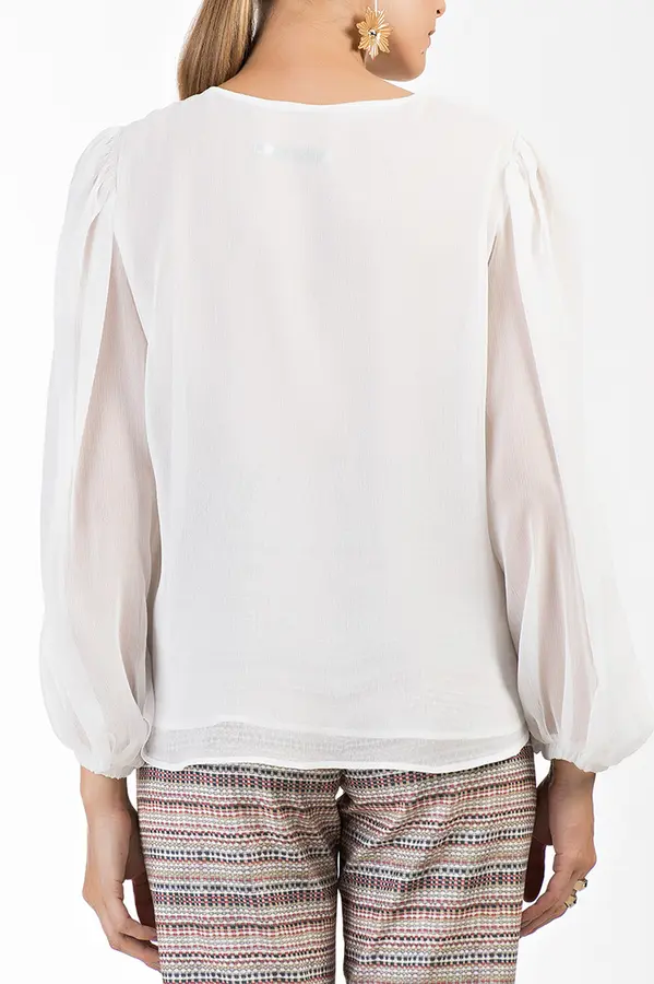 Blusa Shiffon Manga Balao Off White