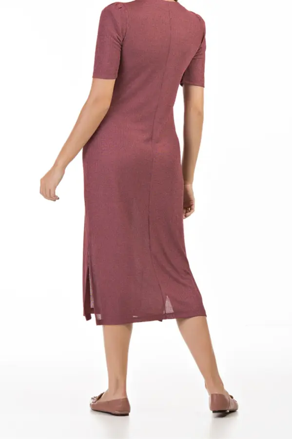 Vestido Canelado Ombreira Lichia