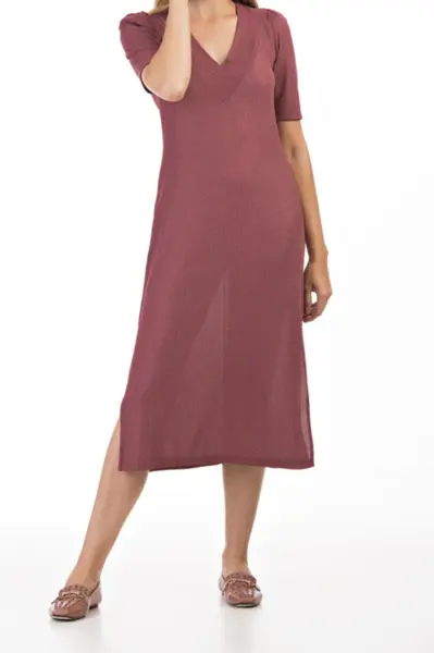 Vestido Canelado Ombreira Lichia
