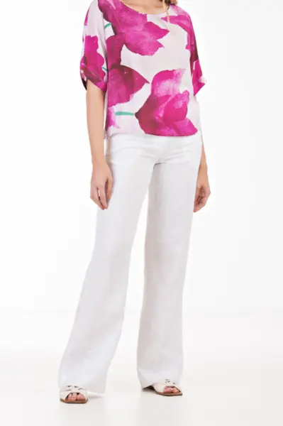 Blusa Seda Floral Pink Rose