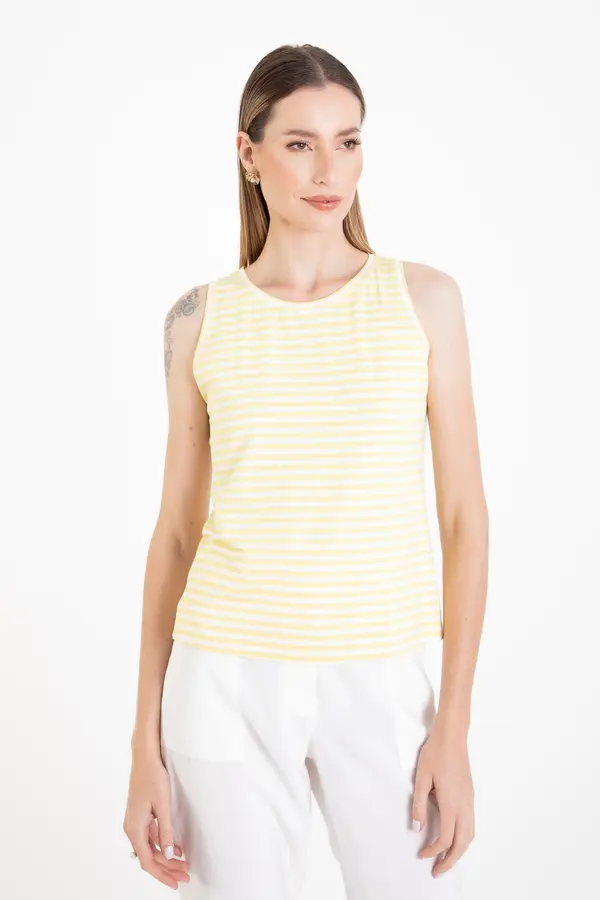 Regata Listras Power Listra Amarelo/off White