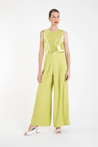Pantalona Crepe Glam Amarelo Lima