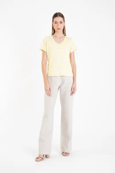 T-shirt Listras Power Listra Amarelo/off White