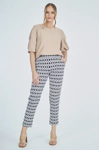 Calca Fluity Estampada Branco/preto/bege