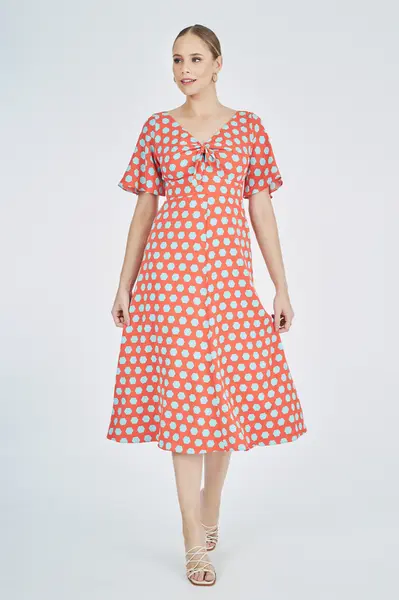 Vestido Decote Laco Vermelho/azul