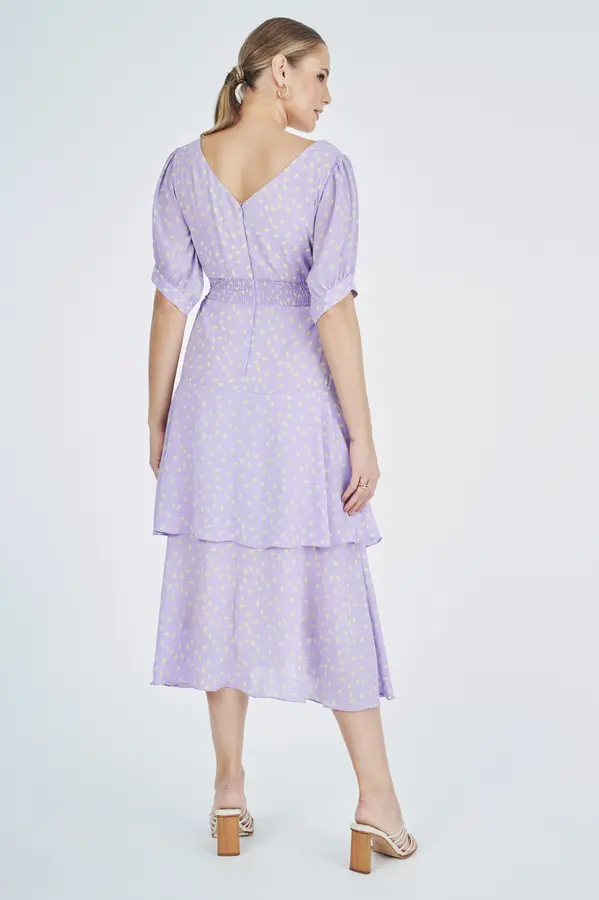 Vestido Grecia Poas Lavanda/lemon