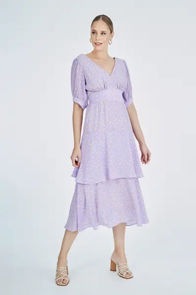 Vestido Grecia Poas Lavanda/lemon