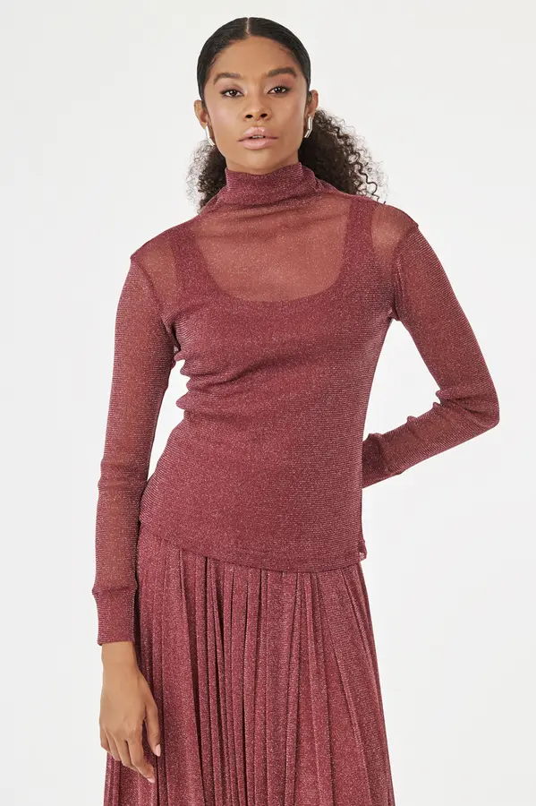 Blusa Gola Alta Lurex com Forro Cabernet