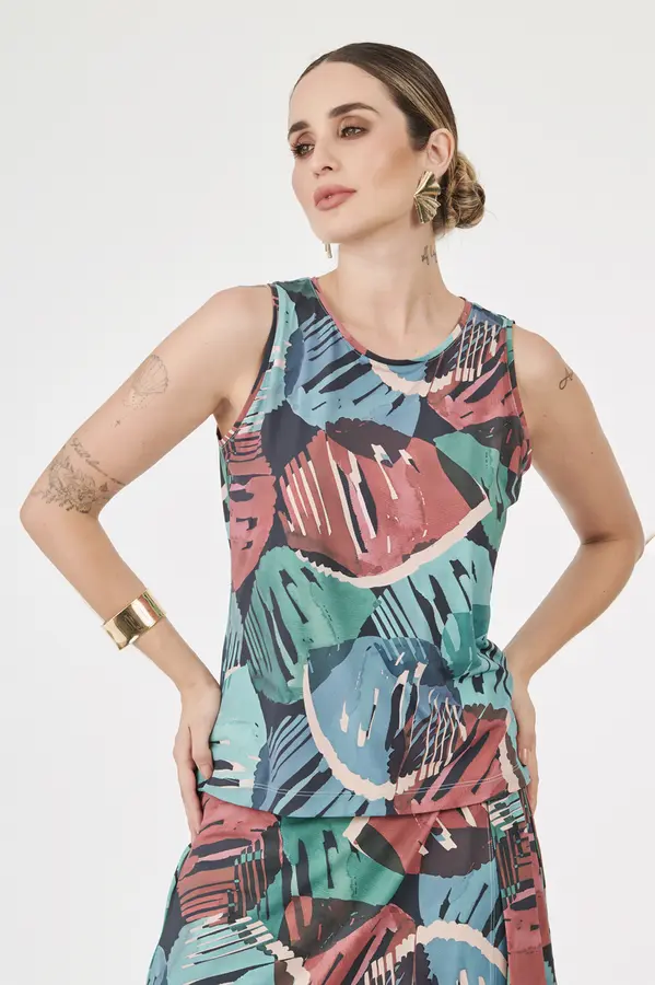 Blusa Cavada Fluity Azul/verde