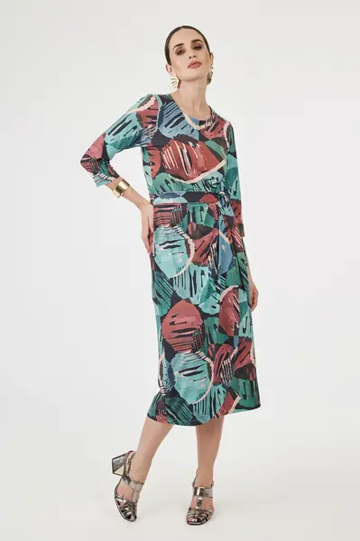 Vestido Chemise Marinho/terracota