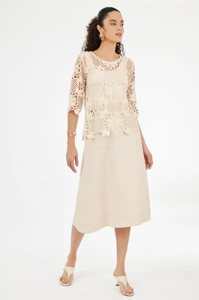 Blusa Croche C/ Forro Cru