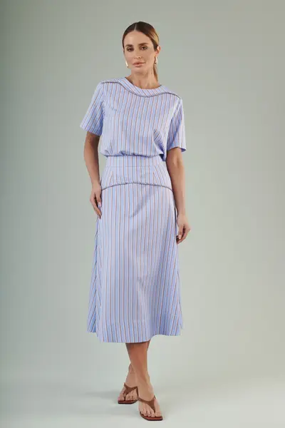 Saia Easy Stripe Azul/marrom