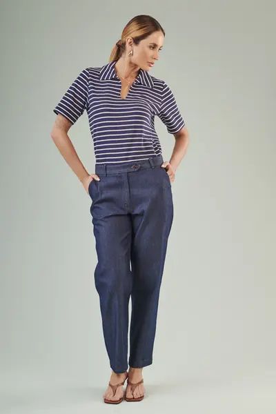 Calca Cropped Denim Denim
