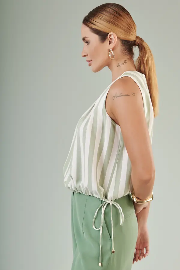 Blusa Listras Florenca Verde/branco