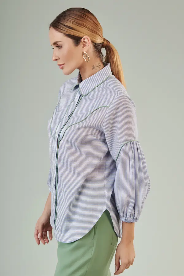 Camisa Listras Vivos Azul/branco