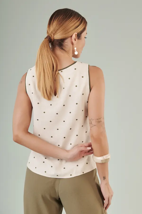 Blusa Bordado Poas Natural/verde