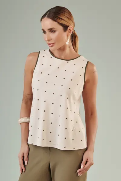 Blusa Bordado Poas Natural/verde