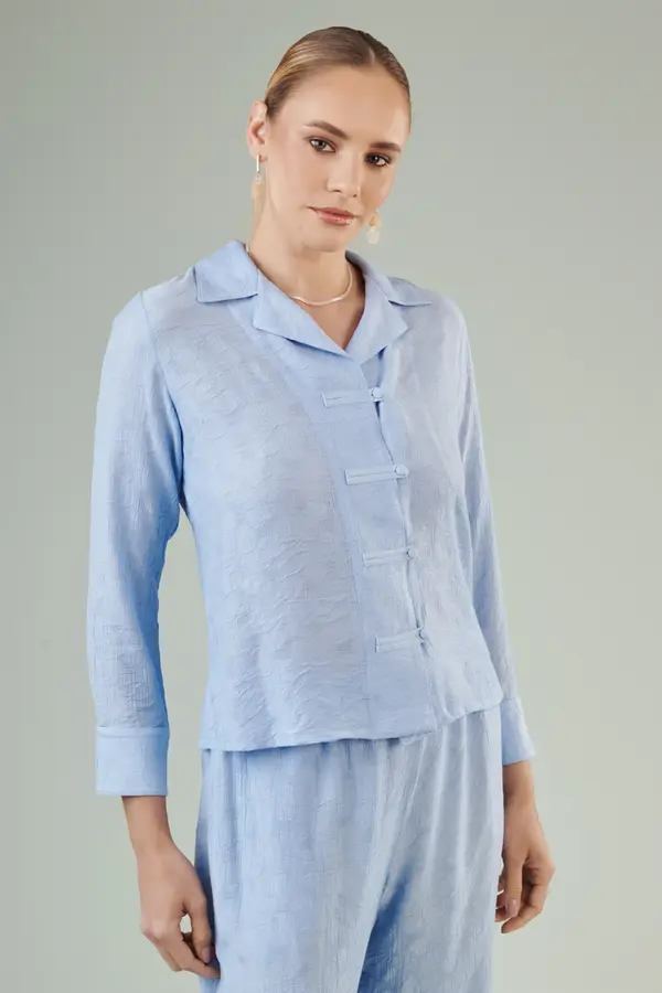 Camisa Pallazzo Mandarin Ice Blue