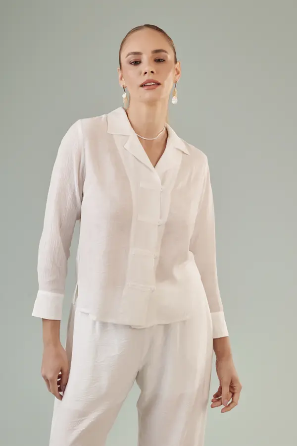Camisa Pallazzo Mandarin Off White
