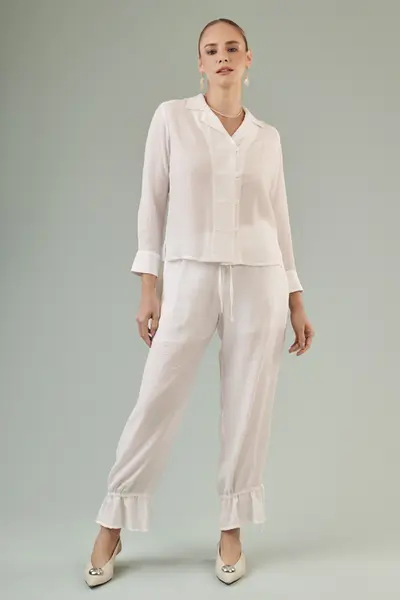 Camisa Pallazzo Mandarin Off White