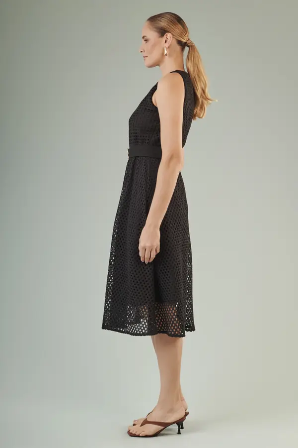 Vestido Tela Macrame Preto