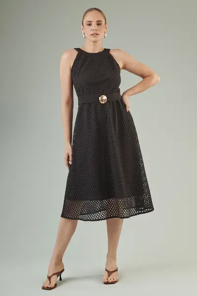 Vestido Tela Macrame Preto