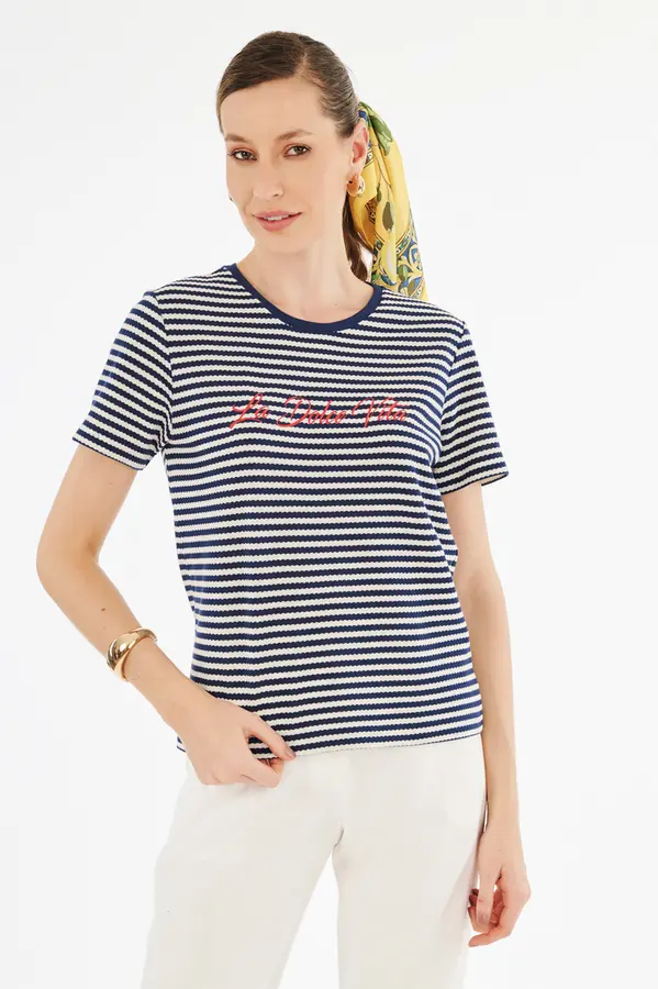 T-shirt Tricot La Dolce Vitta Listras Navy