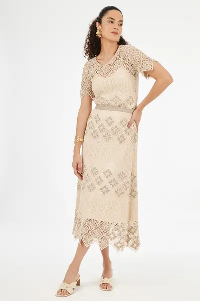 Saia Midi Croche Natural