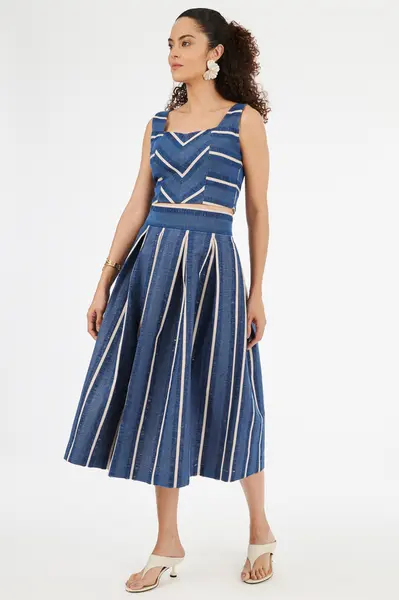 Top Tramado Maxi Listras Listra Azul