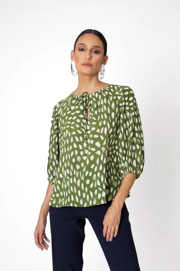 Blusa Soho Amarracao Verde/off White