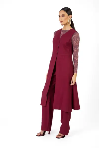 Maxi Colete Alfaiataria Burgundy