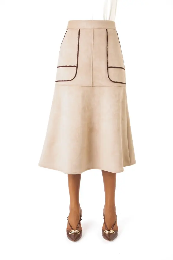 Saia Suede Boho Aveia