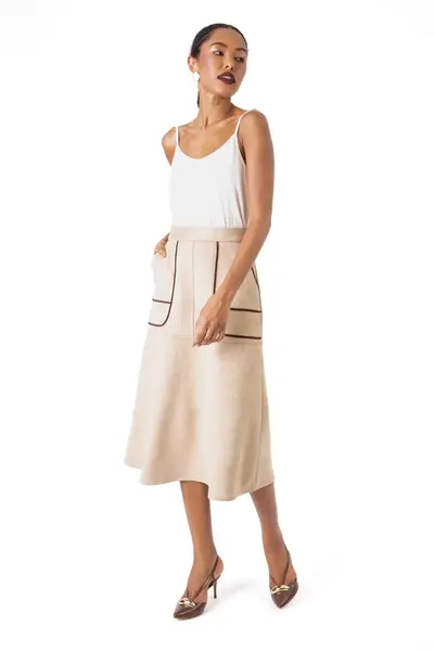 Saia Suede Boho Aveia