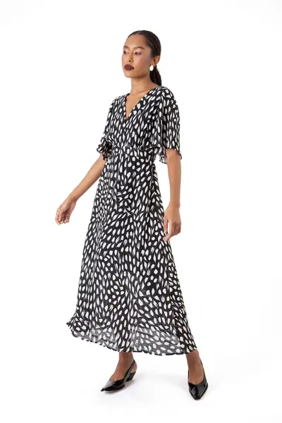 Vestido Soho Estampado Preto/off White