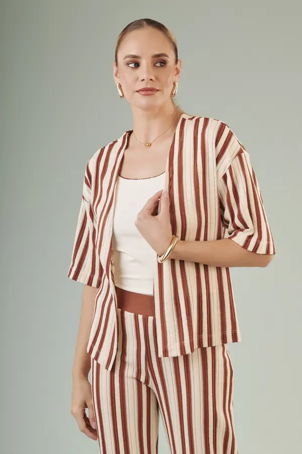 Cardigan Listras Mare Natural/canela