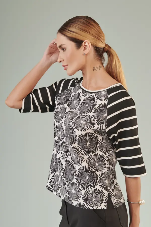 Blusa Valencia Mix Off White/preto