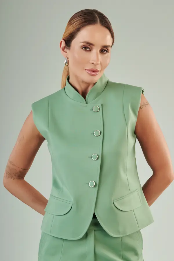Colete Cloe Botanico Verde Botânico