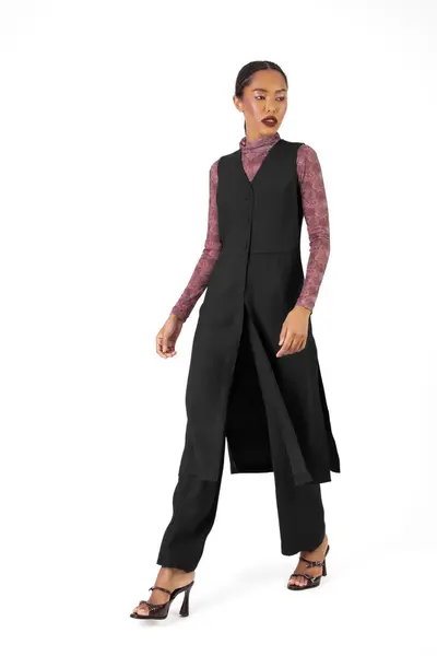 Maxi Colete Alfaiataria Preto