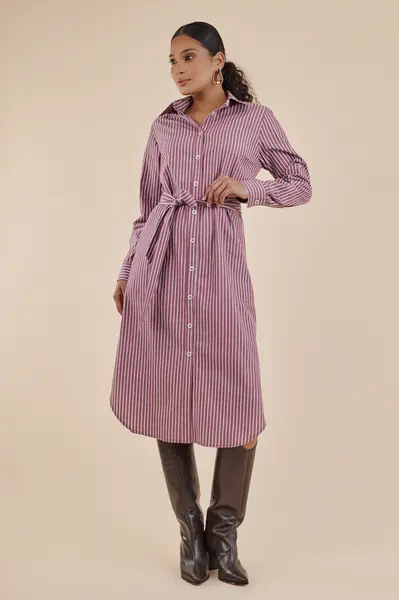 Vestido Chemise Listras Uva