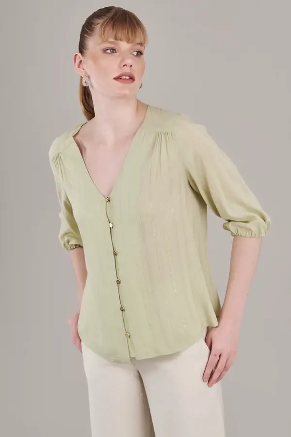 Blusa Capri Lurex Pistache