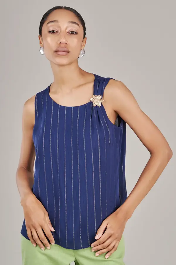 Blusa Listra Lurex Metal Marin