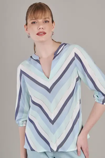 Blusa Listras Mix Metalic Listra Azul