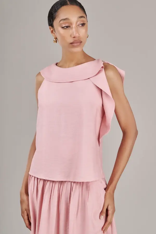 Blusa Decote Ondas Rosa Blush