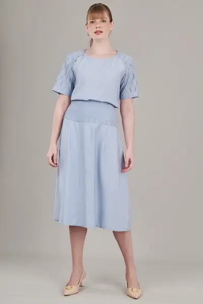Blusa Mix Tecidos Baby Blue