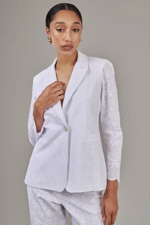 Blazer de Algodão Bordado Off White