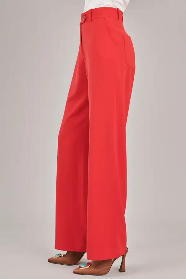 Calca Crepe Twill Vermelho Intenso