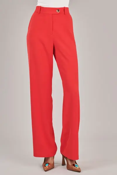 Calca Crepe Twill Vermelho Intenso
