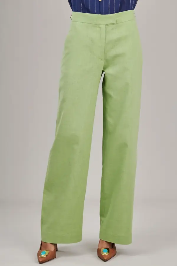 Calca Reta Ramie Verde Matcha