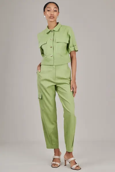 Calca Cargo Ramie Verde Matcha